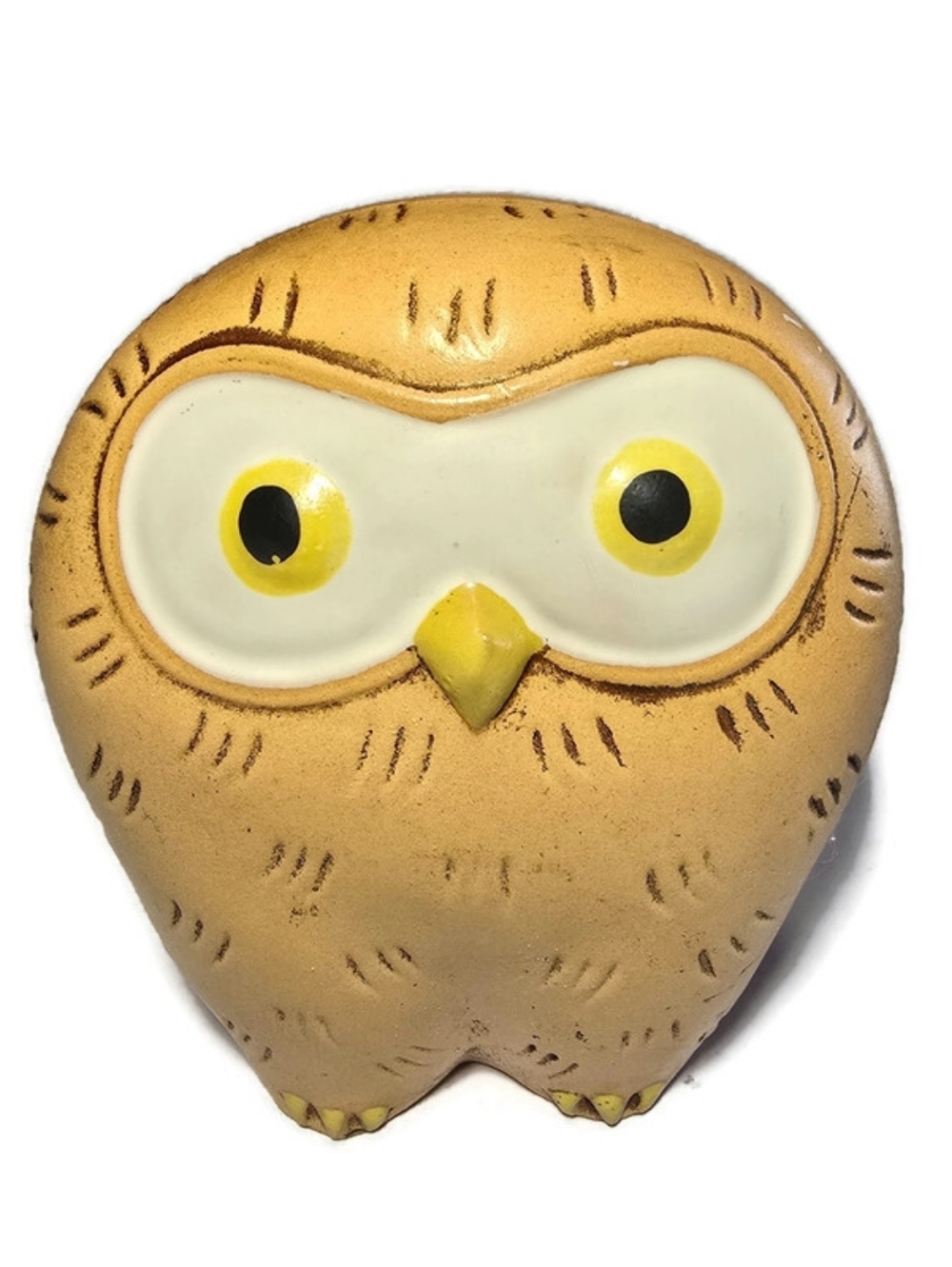 Vintage 70's MCM Owl Ceramic Coin Bank Figurine With Stopper 3.5"